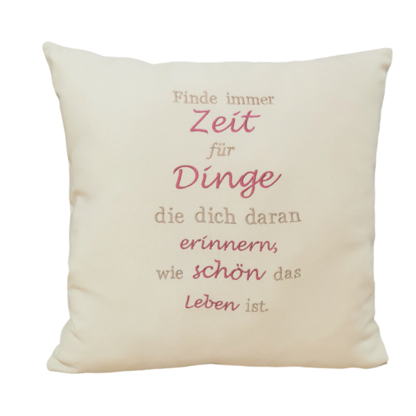 Kissen mit Spruch "Finde Zeit" 40x40 cm